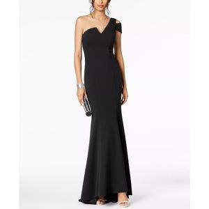 BETSY & ADAM  One-Shoulder A-Line Gown